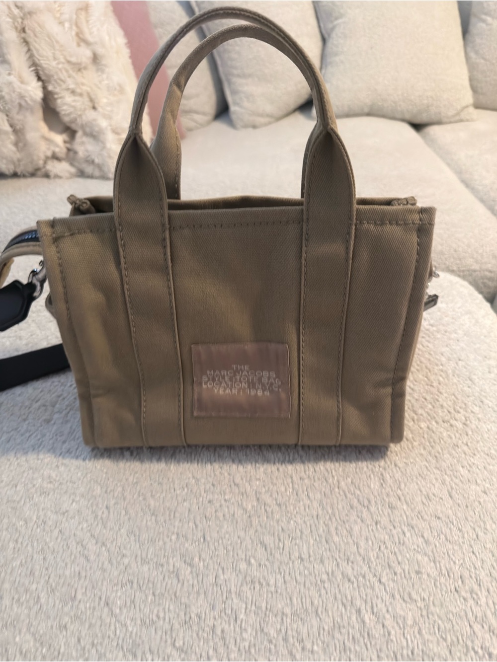 Marc Jacobs The Small Tote Bag | Canvas Crossbody Tote | Warm Taupe - Picture 4 of 5
